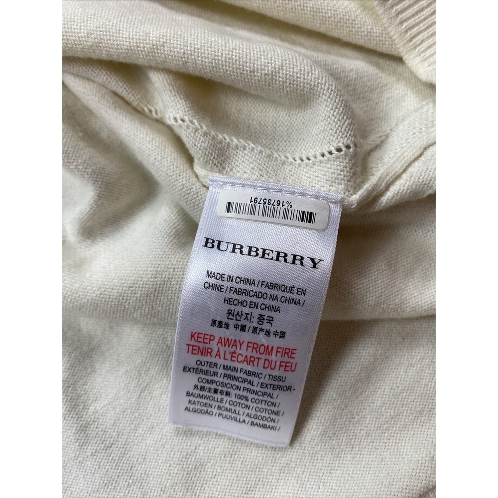 Burberry Children's Classic Cardigan Size 14 Ivory Color Button Down Cotton - Picture 8 of 9
